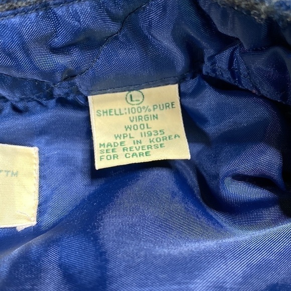 Vintage St. John's Bay Blue Plaid Wool Button Up Shirt Size Large - Picture 4 of 6